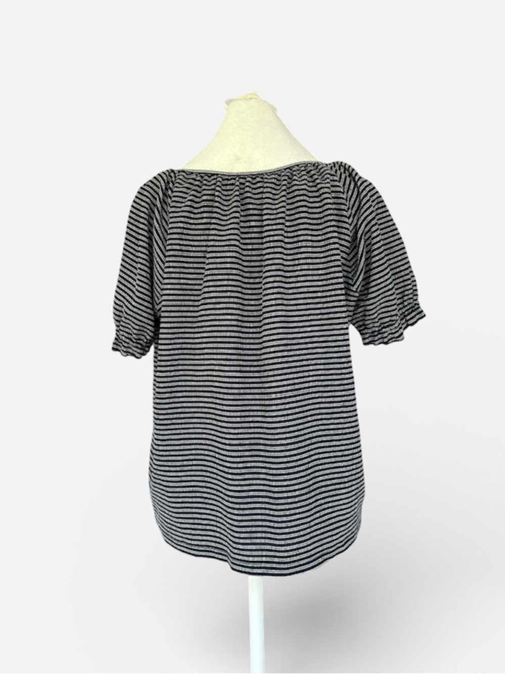 Madewell Texture & Thread Striped Peasant Top in Navy & White Sz M - Picture 5 of 10